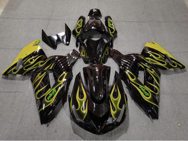 Acquista Carene Moto Kawasaki ZX14R 2006-2011 - Nero Lucido Giallo Fiamma