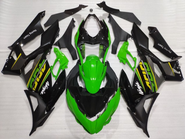 Acquista Carene Moto Kawasaki Ninja 400 2018-2024 - Verde Nero Lucido Nero Opaco OEM Stile