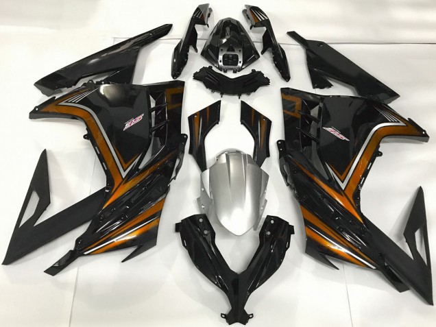 Acquista Carene Moto Kawasaki Ninja 300 2013-2024 - Nero Lucido Arancia