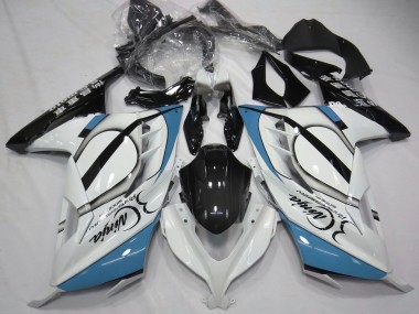 Acquista Carene Moto Kawasaki Ninja 300 2013-2024 - Lucido Bianco Azzurro Chiaro Nero