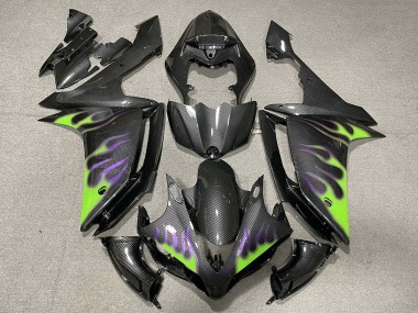 Acquista Carene Moto Yamaha R1 2007-2008 - Fibra di Carbonio Verde Viola Fiamma