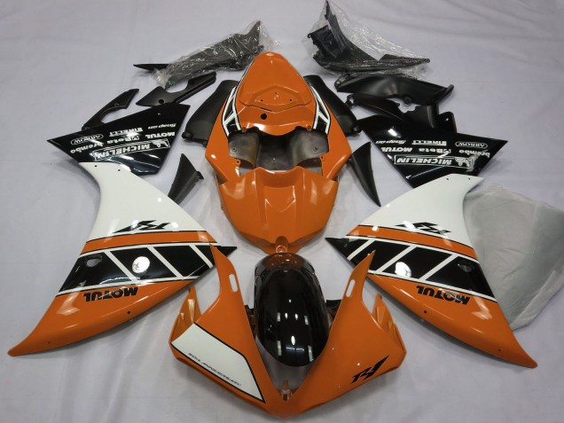Acquista Carene Moto Yamaha R1 2012-2014 - Arancia Bianco Nero Lucido