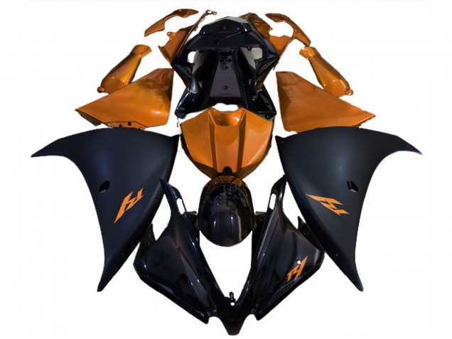 Acquista Carene Moto Yamaha R1 2012-2014 - Nero Lucido Nero Opaco Arancia