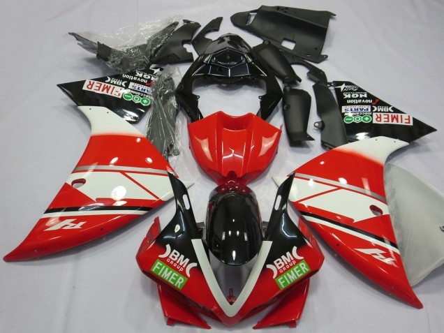 Acquista Carene Moto Yamaha R1 2012-2014 - Rosso Bianco Nero Fimer