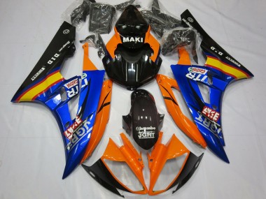 Acquista Carene Moto Yamaha R6 2006-2007 - Arancia Blu Nero Lucido Castrol