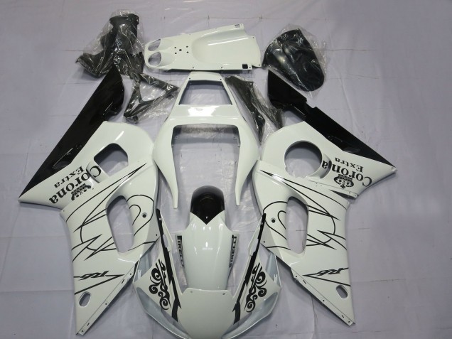 Acquista Carene Moto Yamaha R6 1998-2002 - Bianco Nero Corona Motul