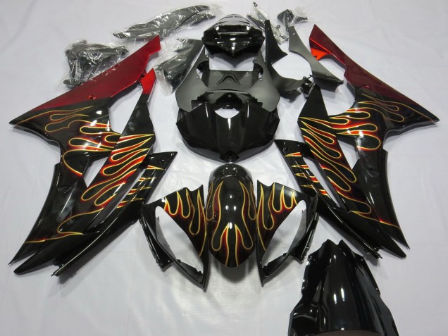 Acquista Carene Moto Yamaha R6 2008-2016 - Rosso Nero Lucido Oro Fiamma