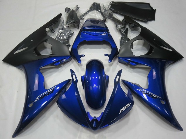 Acquista Carene Moto Yamaha R6 2005 - Blu Scuro Nero Opaco