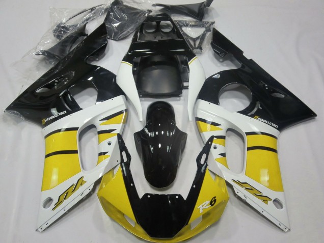 Acquista Carene Moto Yamaha R6 1998-2002 - Giallo Bianco Nero Lucido