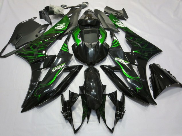 Acquista Carene Moto Yamaha R6 2006-2007 - Nero Lucido Verde Fiamma