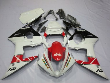 Acquista Carene Moto Yamaha R6 2005 - Bianco Rosso Nero Lucido Motul