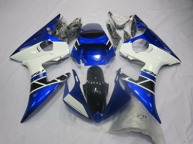Acquista Carene Moto Yamaha R6 2005 - Blu Bianco Nero Lucido