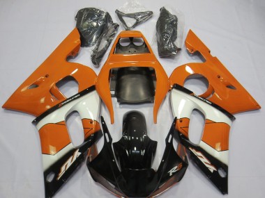 Acquista Carene Moto Yamaha R6 1998-2002 - Arancia Bianco Nero Lucido