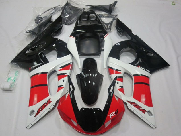 Acquista Carene Moto Yamaha R6 1998-2002 - Bianco Rosso Nero Lucido