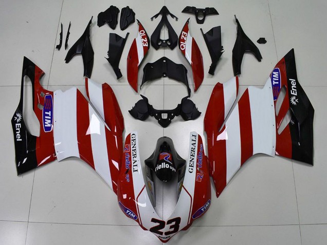 Acquista Carene Moto Ducati 959 1299 2015-2020 - Bianco Rosso Nero Lucido Generali Tim 23