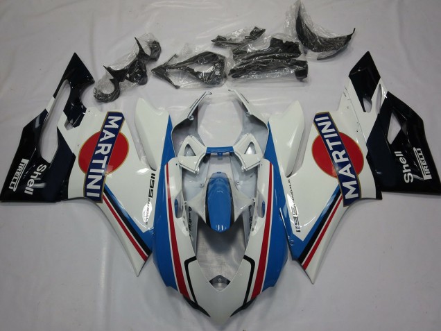 Acquista Carene Moto Ducati 1199 2011-2014 - Bianco Azzurro Chiaro Rosso Nero Martini