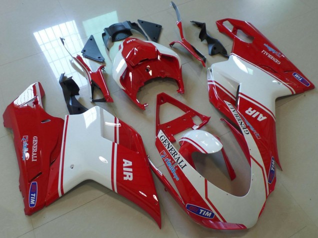 Acquista Carene Moto Ducati 848 1098 1198 2007-2014 - Rosso Bianco Air Generali Tim