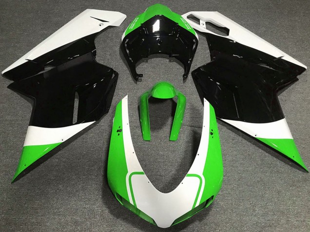 Acquista Carene Moto Ducati 848 1098 1198 2007-2014 - Bianco Verde Nero Lucido
