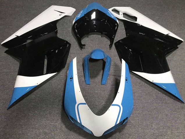 Acquista Carene Moto Ducati 848 1098 1198 2007-2014 - Bianco Blu Nero Lucido