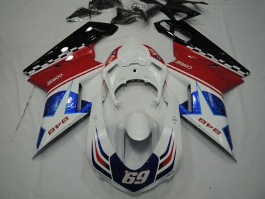 Acquista Carene Moto Ducati 848 2007-2014 - Bianco Rosso Blu Nero Lucido Corse 69