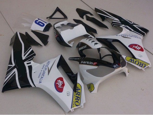 Acquista Carene Moto Triumph Daytona 675 2006-2008 - Bianco Nero Lucido Flag