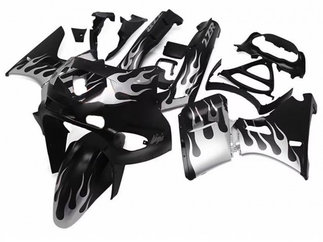 Acquista Carena Moto Kawasaki ZZR600 1998-2003 - Nero Lucido Argento Fiamma