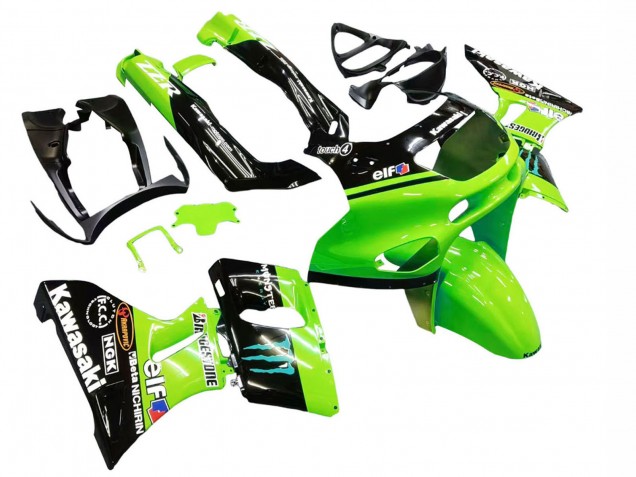 Acquista Carena Moto Kawasaki ZZR600 1998-2003 - Verde Nero Lucido Blu Mostro Elf Touch4 Bridgestone