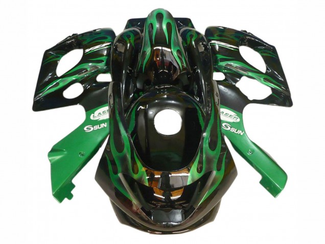 Acquista Carena Moto Yamaha YZF600R Thundercat 1996-2007 - Nero Verde Scuro Fiamma
