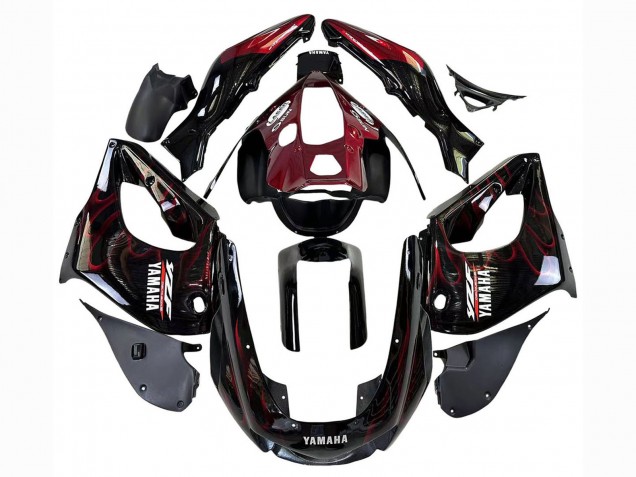 Acquista Carena Moto Yamaha YZF 1000R Thunderace 1997-2007 - Nero Rosso Scuro Fiamma