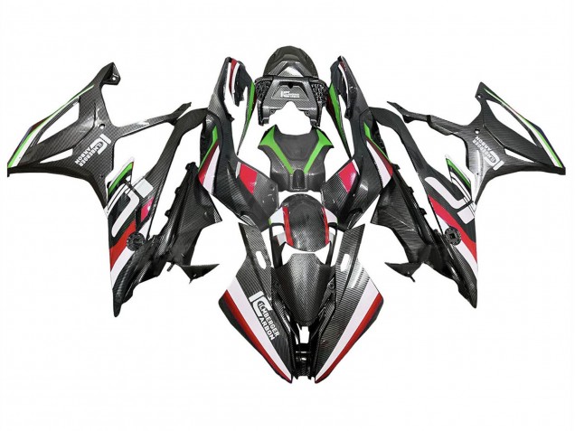 Acquista Carena Moto BMW S1000RR 2019-2022 - Nero Rosso Verde Fibra di Carbonio