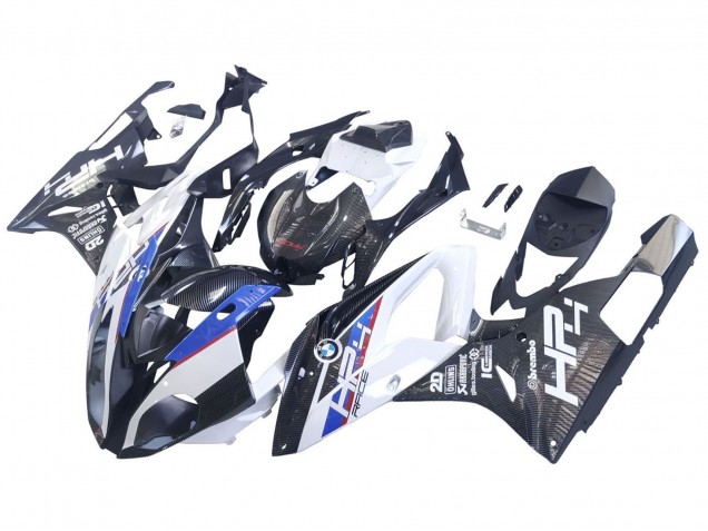 Acquista Carena Moto BMW S1000RR 2015-2016 - Bianco Blu Nero Fibra di Carbonio