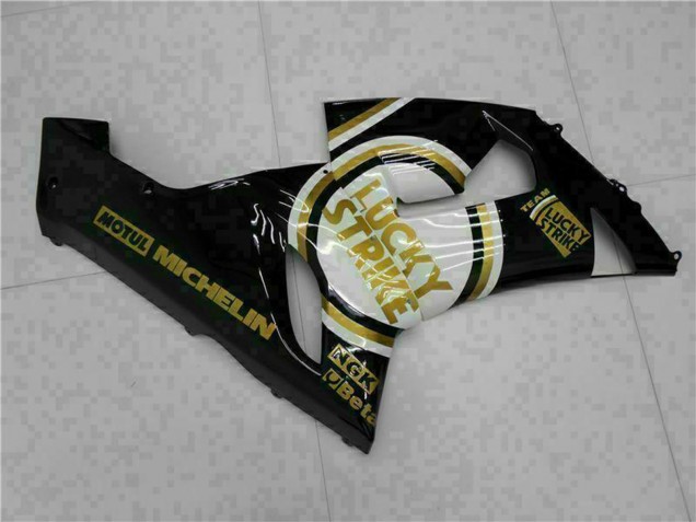 Acquista Carena Moto Kawasaki ZX6R 2005-2006 - Nero Lucido Bianco Oro Lucky Strike