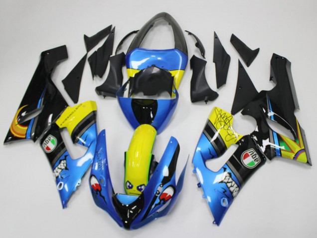 Acquista Carena Moto Kawasaki ZX6R 2005-2006 - Blu Giallo Nero Squalo
