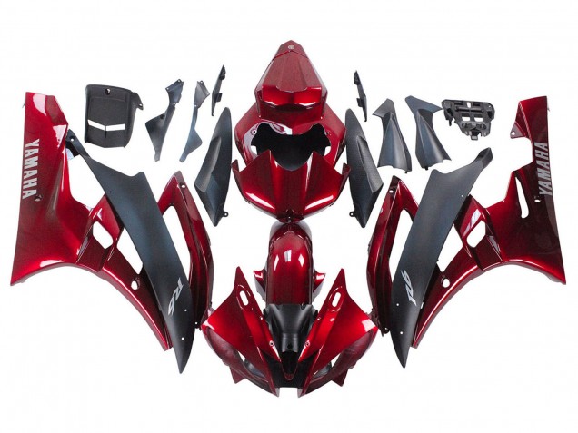 Acquista Carena Moto Yamaha YZF 600 R6 2006-2007 - Rosso Nero Opaco