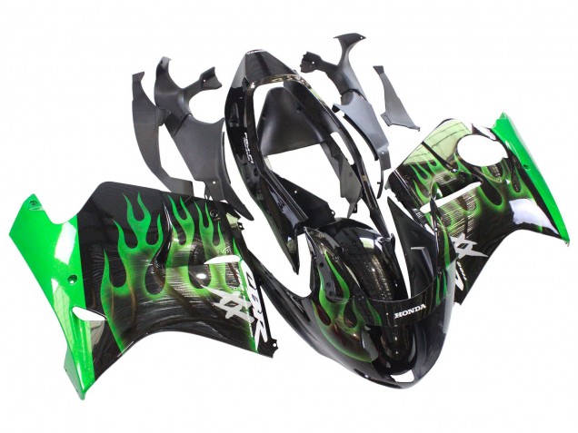 Acquista Carena Moto Honda CBR1100XX Blackbird 1996-2007 - Nero Lucido Verde Fiamma