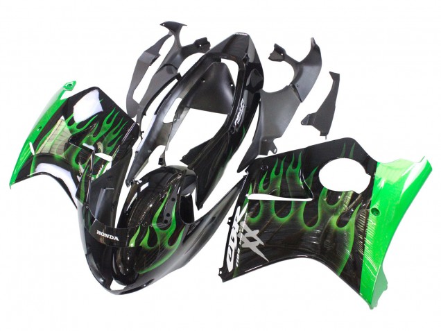 Acquista Carena Moto Honda CBR1100XX Blackbird 1996-2007 - Nero Lucido Verde Fiamma