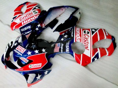 Acquista Carena Moto Honda CBR600 F4 1999-2000 - Rosso Bianco Blu Nero Lucido Stella Castrol
