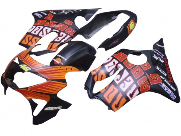 Acquista Carena Moto Honda CBR600 F4 1999-2000 - Nero Opaco Arancia Rossi Repsol 46