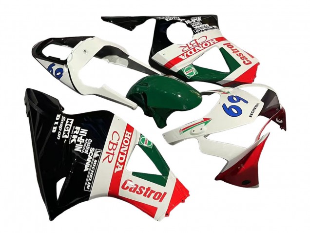 Acquista Carena Moto Honda CBR900RR 954 2002-2003 - Bianco Rosso Verde Nero Lucido Castrol