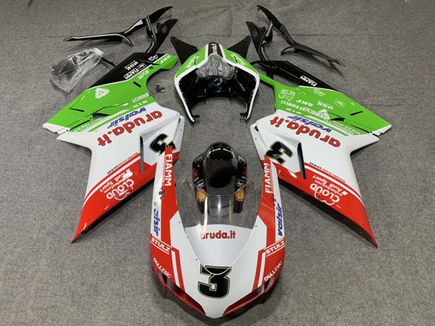 Acquista Carena Moto Ducati 848/1098/1198 2007-2014 - Bianco Rosso Verde Valsir 3