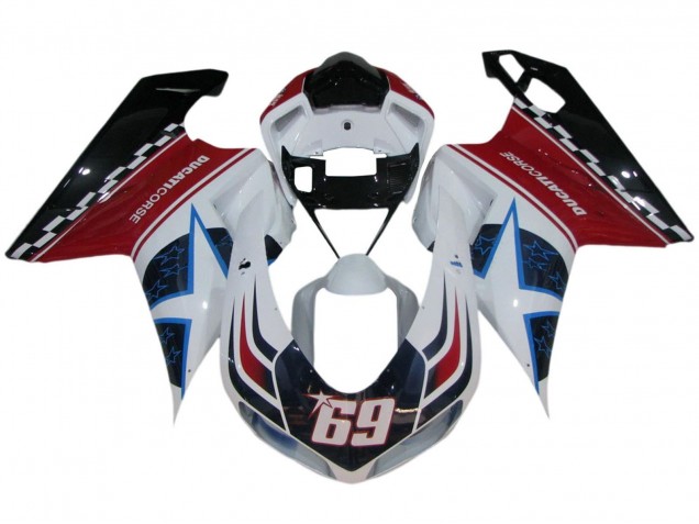 Acquista Carena Moto Ducati 848/1098/1198 2007-2014 - Bianco Rosso Blu Nero Lucido Corse 69