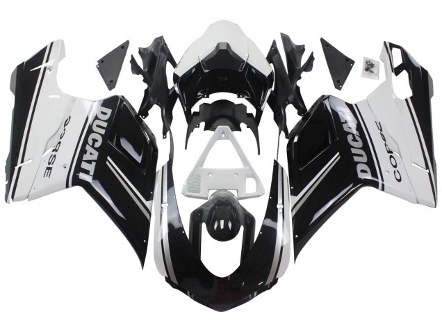 Acquista Carena Moto Ducati 848/1098/1198 2007-2014 - Bianco Nero Lucido Corse