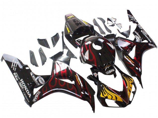 Acquista Carena Moto Honda CBR1000RR 2006-2007 - Nero Lucido Giallo Rosso Fiamma