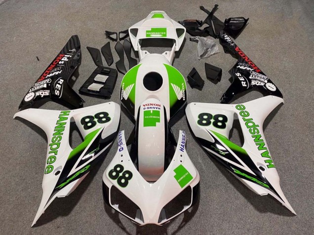 Acquista Carena Moto Honda CBR1000RR 2006-2007 - Bianco Verde Nero Lucido Hannspree 88