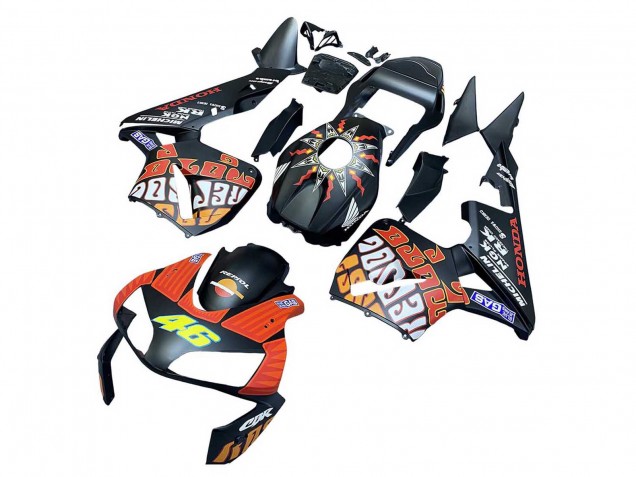 Acquista Carena Moto Honda CBR600RR 2003-2004 - Nero Opaco Arancia Repsol Rossi 46