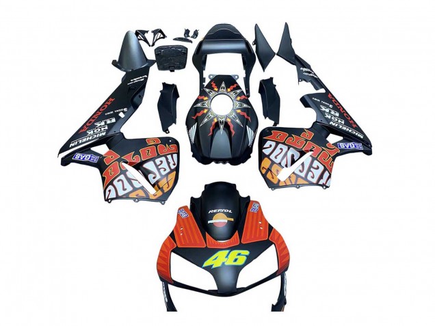 Acquista Carena Moto Honda CBR600RR 2003-2004 - Nero Opaco Arancia Repsol Rossi 46
