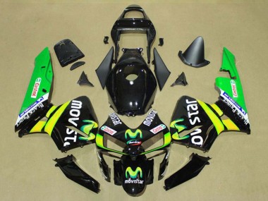 Acquista Carena Moto Honda CBR600RR 2003-2004 - Nero Lucido Giallo Verde MoviStar Castrol