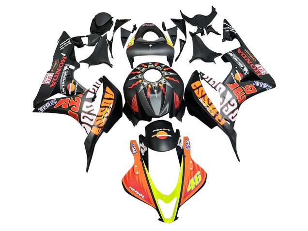 Acquista Carena Moto Honda CBR600RR 2007-2008 - Nero Opaco Arancia Rosso Rossi Repsol 46