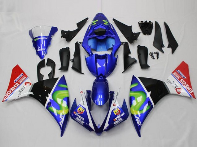 Acquista Carena Moto Yamaha YZF R1 2012-2014 - Blu Bianco Rosso Nero Lucido Verde ENEOS Yamalube