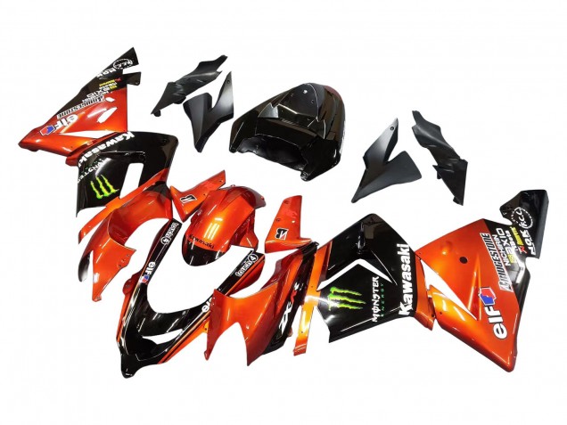 Acquista Carena Moto Kawasaki ZX10R 2004-2005 - Burnt Arancia Nero Mostro Elf